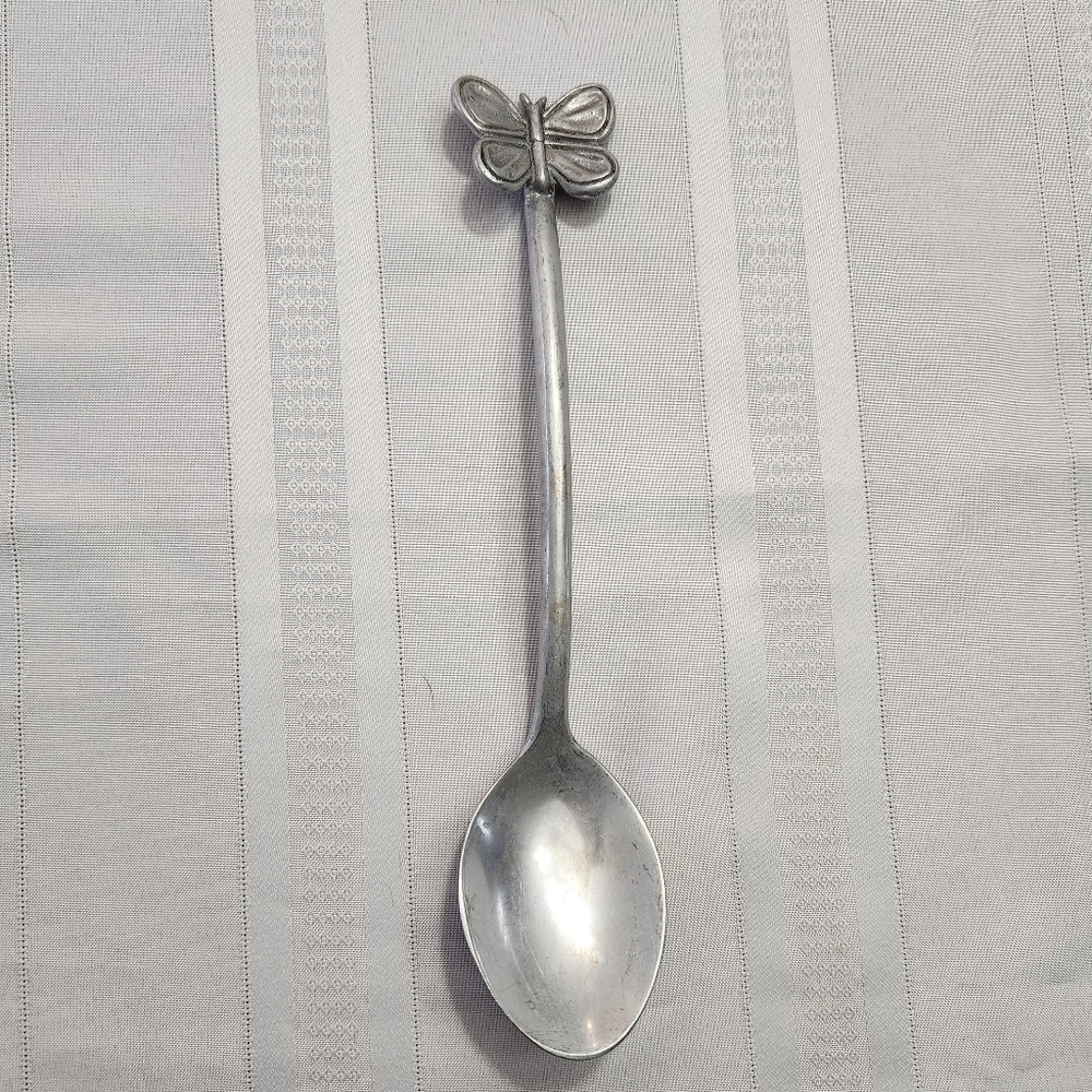 3/$25 Mariposa serving spoon butterfly top 12 inches pewter color
